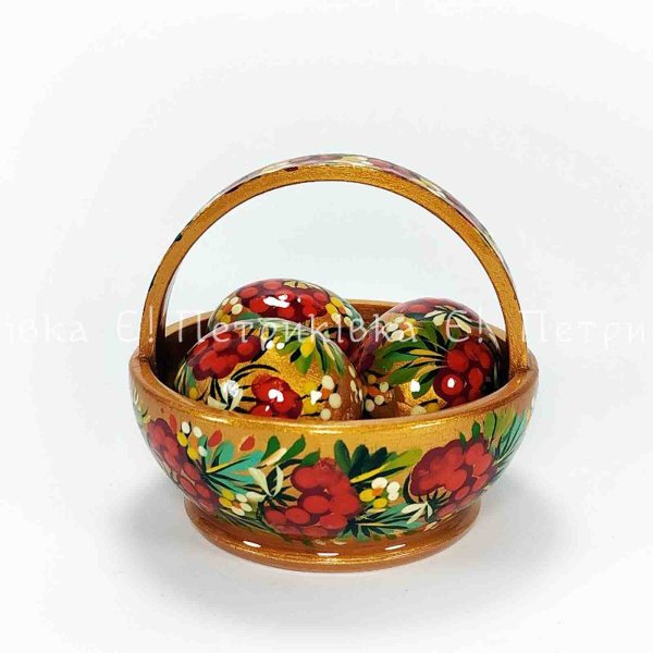 Кошик (9х8 см) з трьома писанками (Великодній) золотий