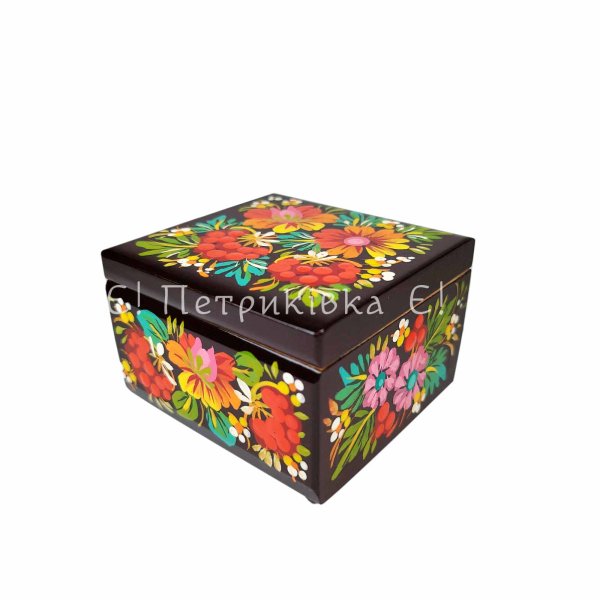 Скринька квадратна (8х8 см) з Петриківським розписом "Маленький букет"