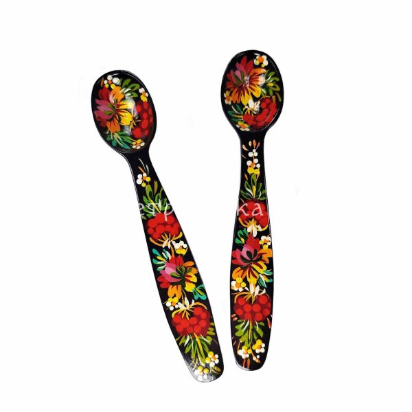 Ложка мала (довжина 17 см) з Петриківським розписом "Калина з квіткою"
