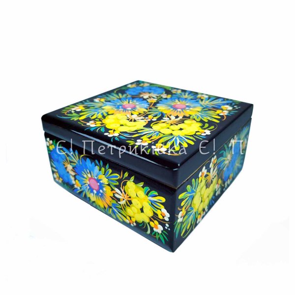 Скринька квадратна (10х10 см) з Петриківським розписом "Українська"
