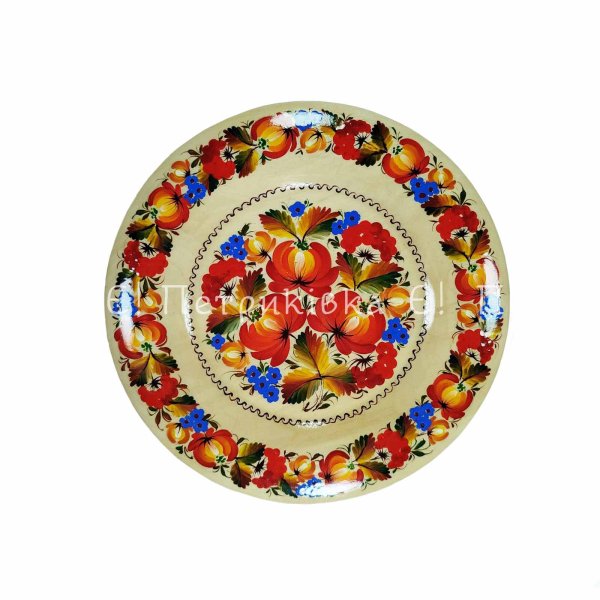 Тарілочка (Ø15 см) з Петриківським розписом "Шикарна" по чистому дереву