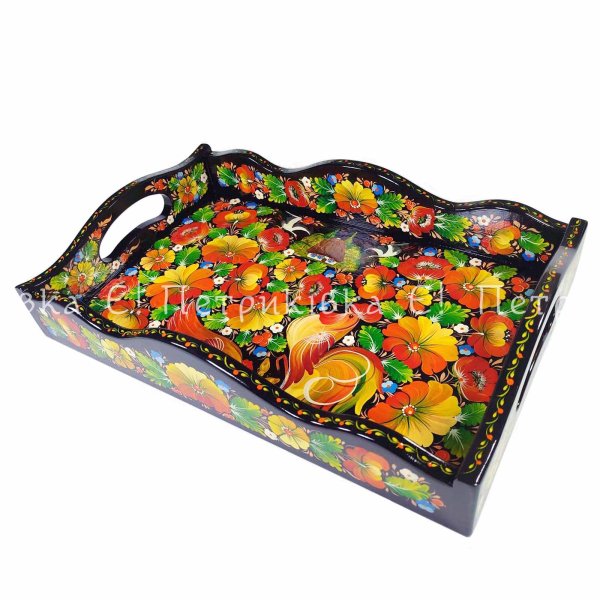 Поднос деревянный "Украинское село"