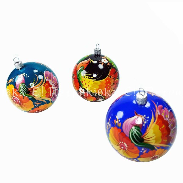Набор 3  шара 8 см "Дивные птицы" 
