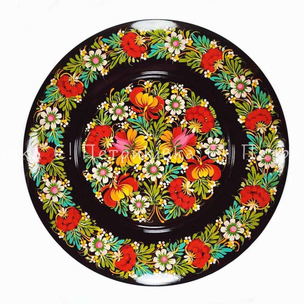 Тарілка (Ø30 см) з Петриківським розписом "Весняний букет"