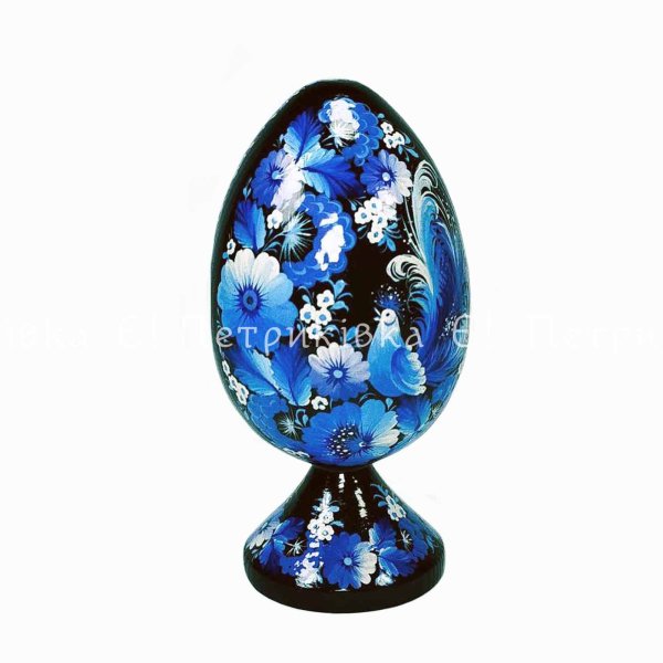 Яйце з Петриківським розписом  на ніжці "Зимова Жар-Птиця" 12 см