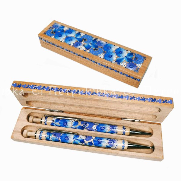Подарунковий набір у футлярі кулькова ручка та олівець "Блакитна ніжність"
