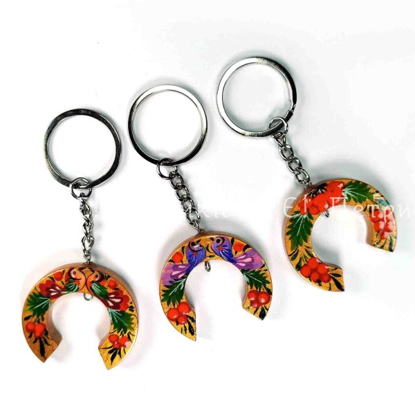 Брелок "Підкова З пташками" в асортименті. Двосторонній розпис. Золота