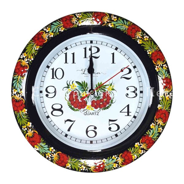 Часы с Петриковской росписью настенные (диам. 24 см)