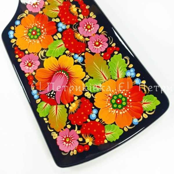 Дошка фігурна (29х13 см) з Петриківським розписом "Класика"