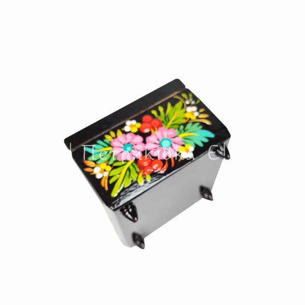 Скринька квадратна (8х8 см) з Петриківським розписом "Маленький букет"