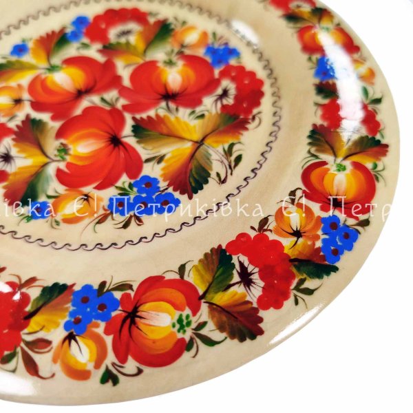 Тарілочка (Ø15 см) з Петриківським розписом "Шикарна" по чистому дереву