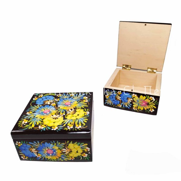 Скринька квадратна (10х10 см) з Петриківським розписом "Українська"