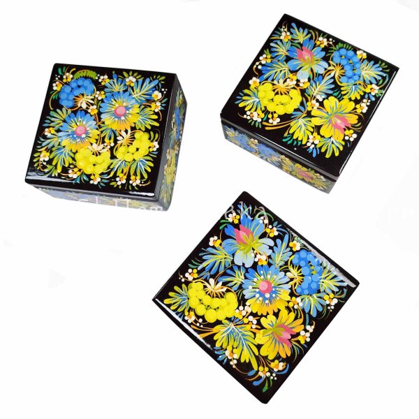 Скринька квадратна (10х10 см) з Петриківським розписом "Українська"