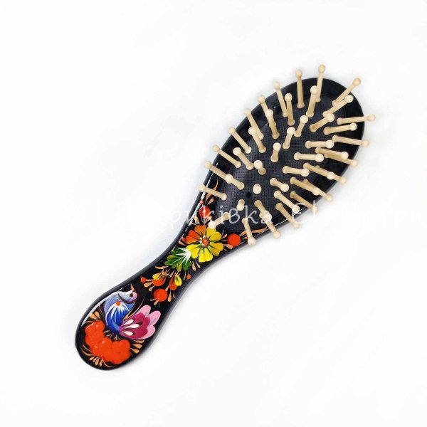 Расчёска массажная с Петриковской росписью малая "Птица"