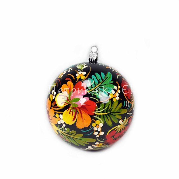 Ялинкова куля 8 см з Петриківським розписом "Яскрава класика"