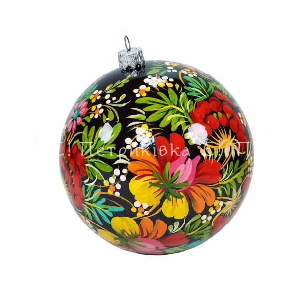 Ялинкова куля 12 см з Петриківським розписом "Яскравий"
