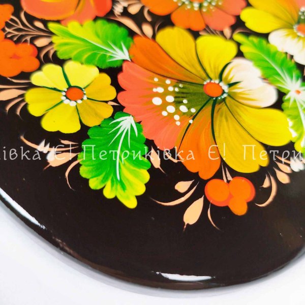 Доска яблоко большое с Петриковской росписью "Цветы"