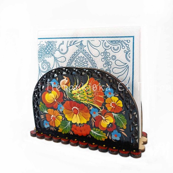 Подставка для салфеток Петриковская роспись "Жар-птица" фанера