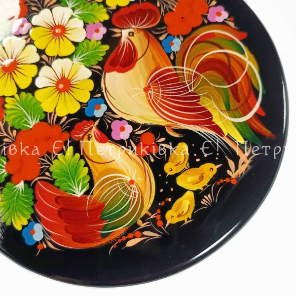 Дошка фігурна з ручкой з Петриківським розписом "Родина" подарункове пакування