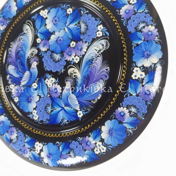 Тарелка с Петриковской росписью 25 см "Сказочные птицы"