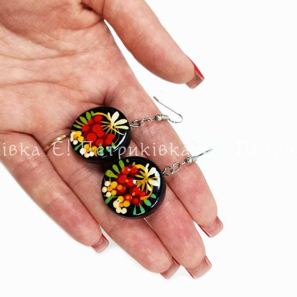 Набір кулон і сережки плоскі "Калина"