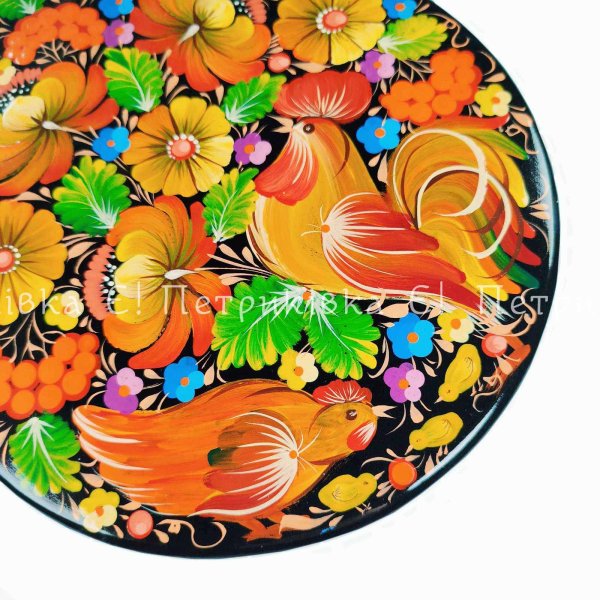 Доска фигурная с ручкой (27x20 см) с Петриковской росписью "Семейная"