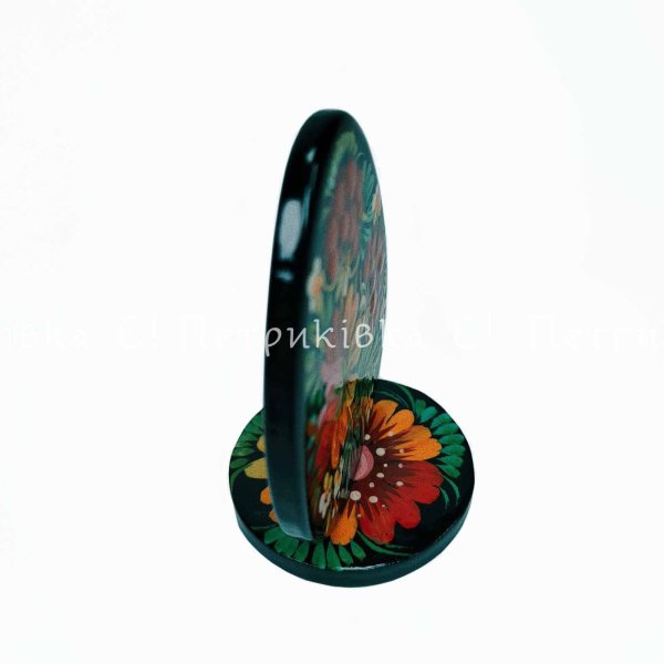 Яйцо (8х6 см) (писанка) с Петриковской росписью плоское на подставке 