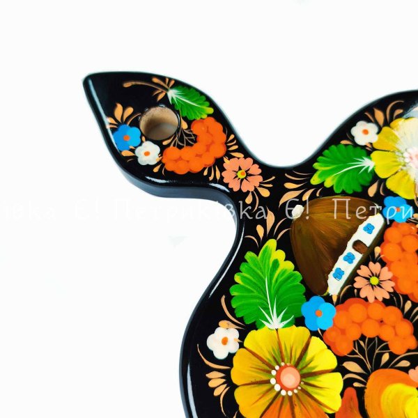 Доска яблоко большое (29х20 см) с Петриковской росписью "Пара аистов"