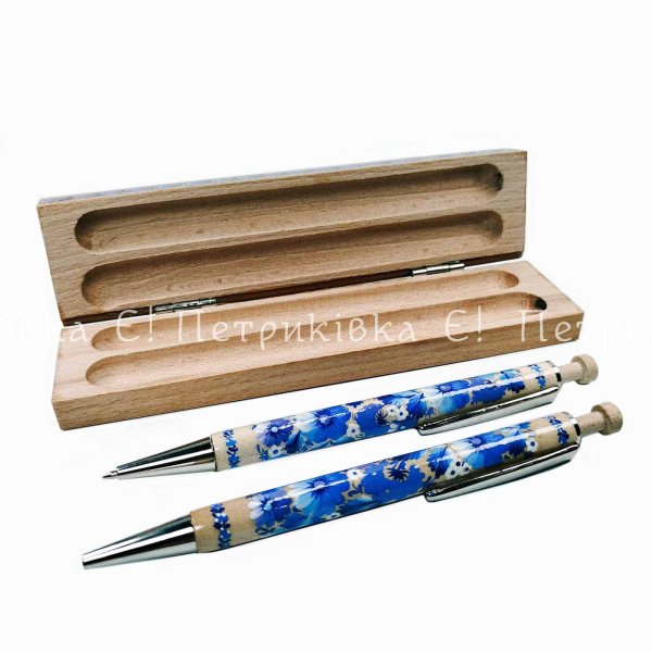 Подарунковий набір у футлярі кулькова ручка та олівець "Блакитна ніжність"