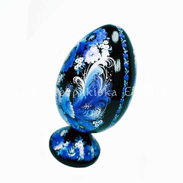 Яйце з Петриківським розписом  на ніжці "Зимова Жар-Птиця" 12 см