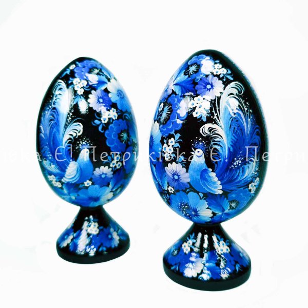 Яйце з Петриківським розписом  на ніжці "Зимова Жар-Птиця" 12 см