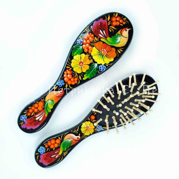 Щітка масажна з Петриківським розписом мала "Пташки"