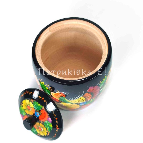 Цукерниця  велика (ємність для сипучих) з Петриківським розписом "Дві пташки у квітах"