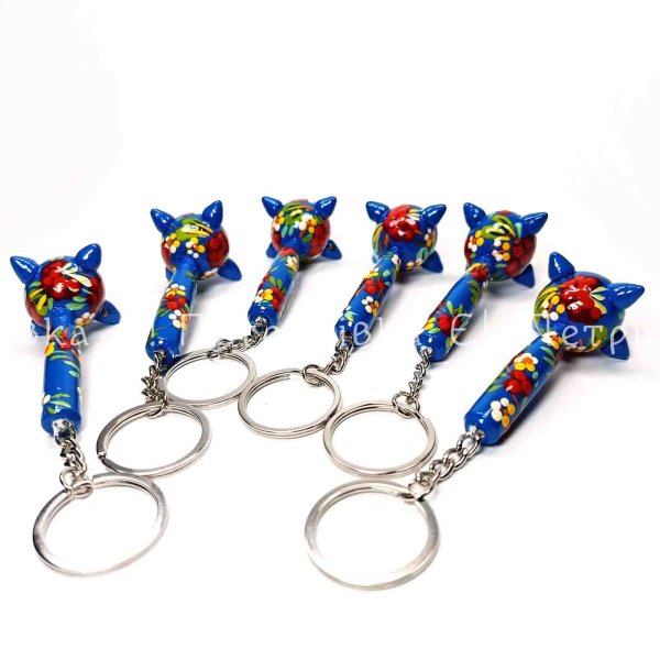 Брелок петриківський розпис "Булава з бігунком та калиною" синя