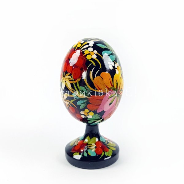Яйце мале з Петриківським розписом  на ніжці "В калині з квітами" 8,5 см