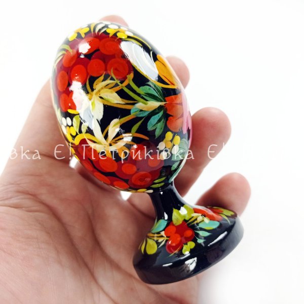 Яйце мале з Петриківським розписом  на ніжці "В калині з квітами" 8,5 см